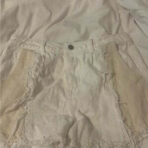 SHEIN White Frayed Jean Shorts
